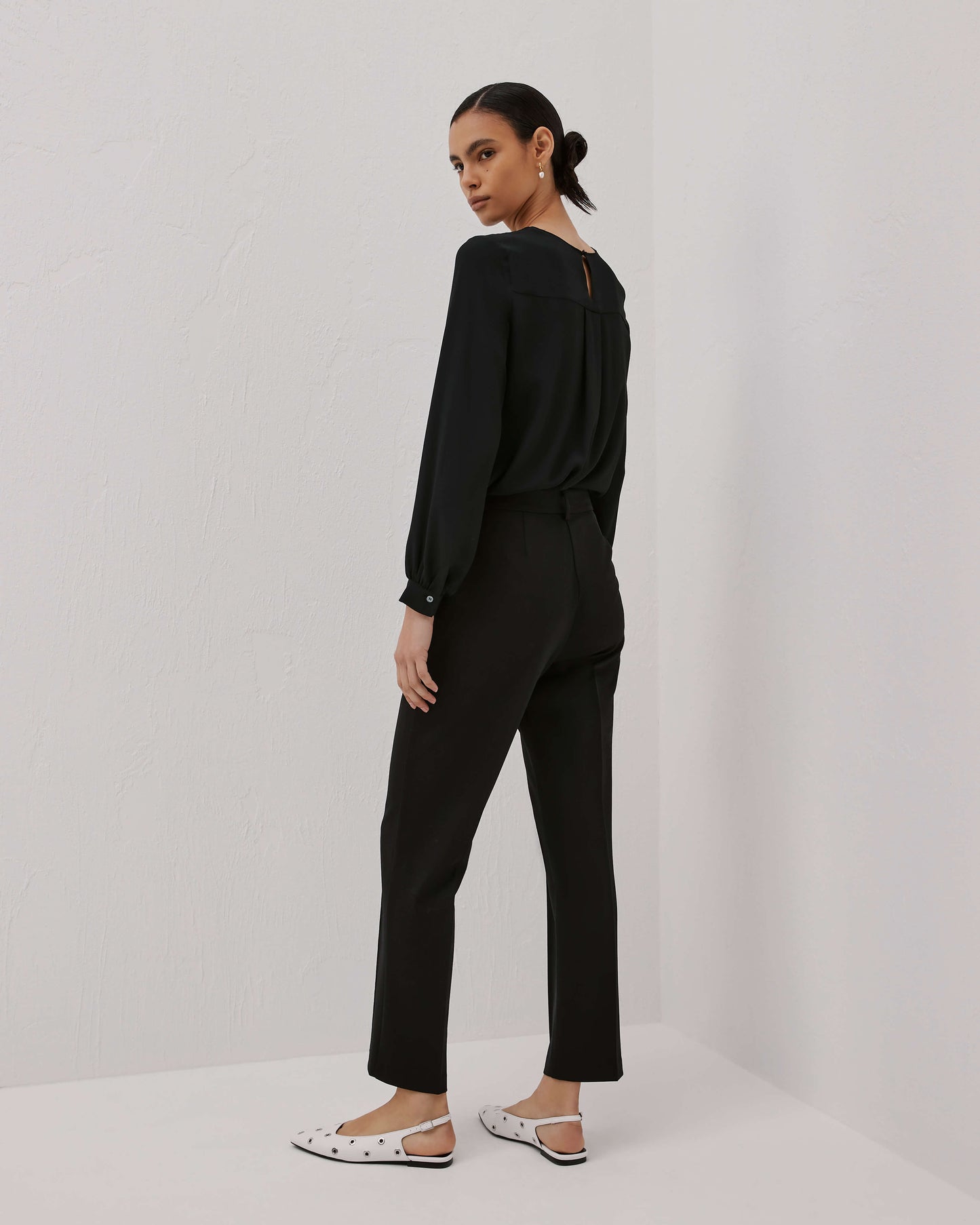 pantaloni in twill di lana beatrice .b