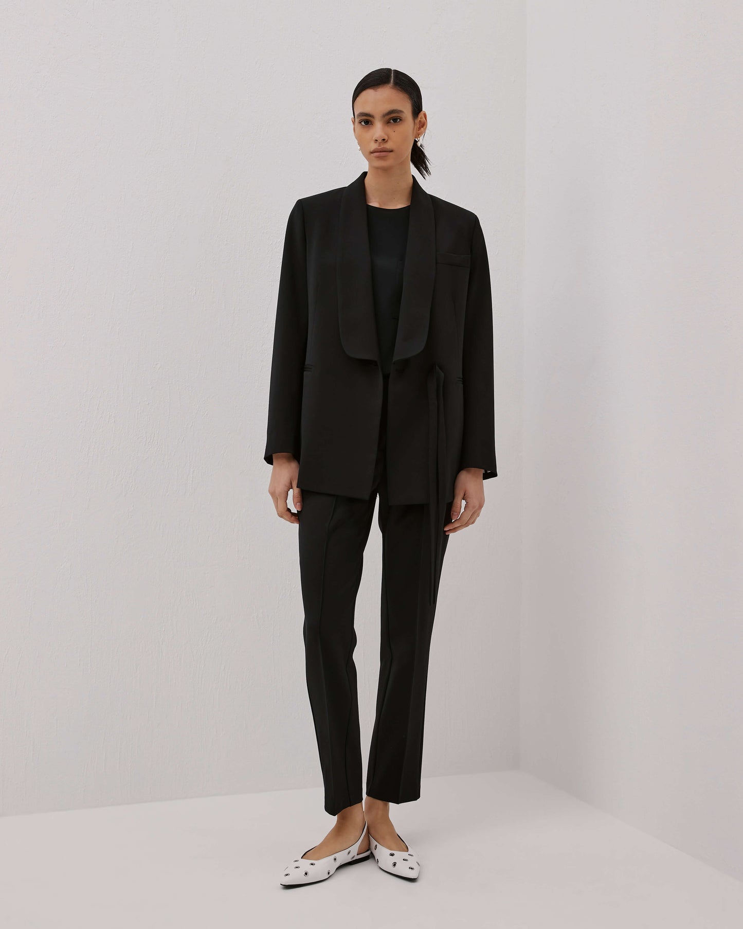 pantaloni in twill di lana beatrice .b
