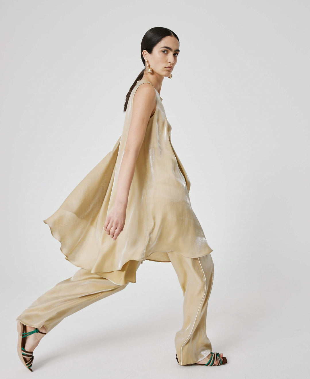pantalone menta effetto bagnato sfizio studio