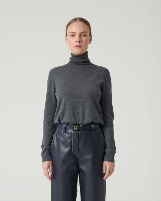 Maglia a collo alto in lana seta e cashmere