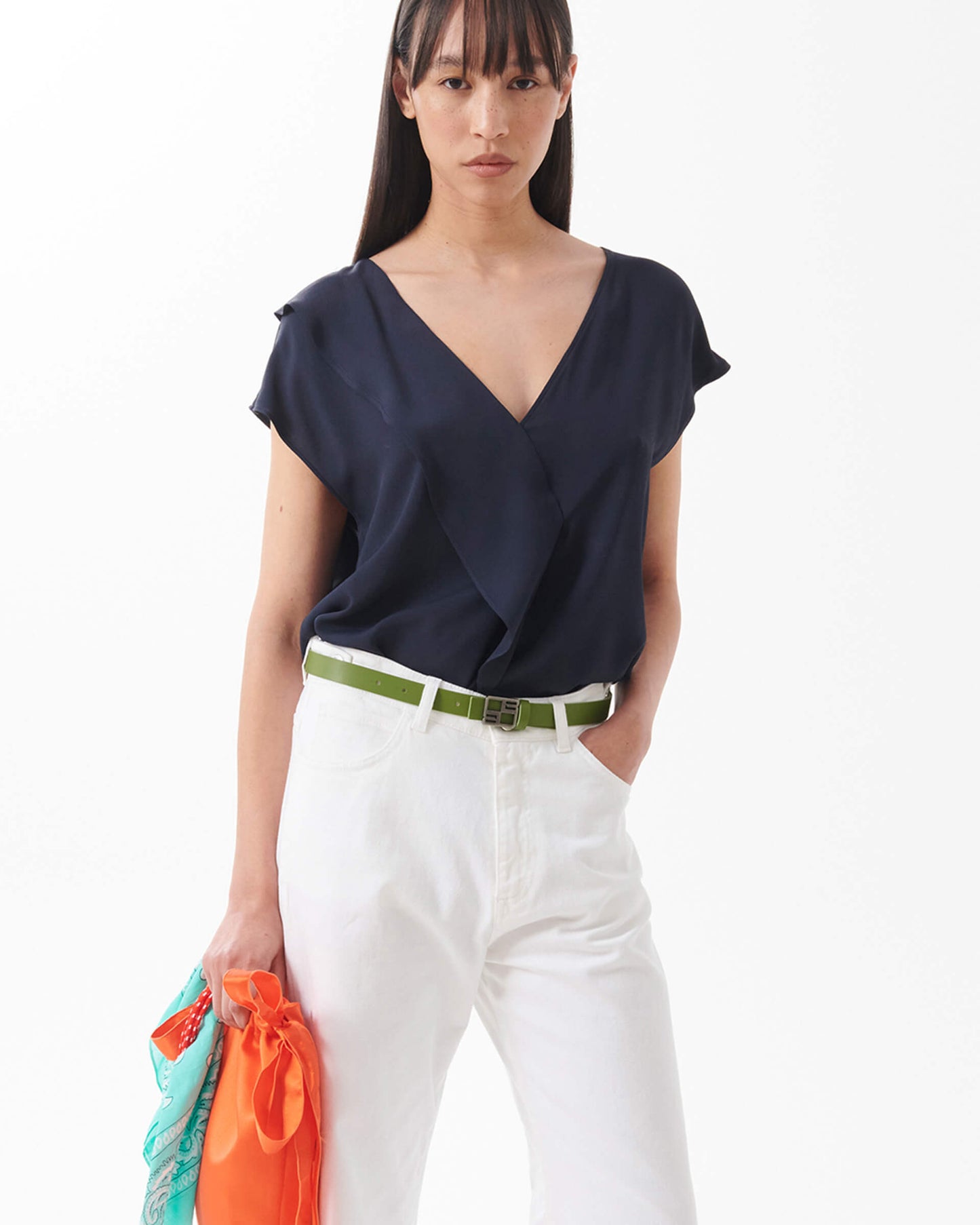 blusa con volant asimmetrico beatrice .b