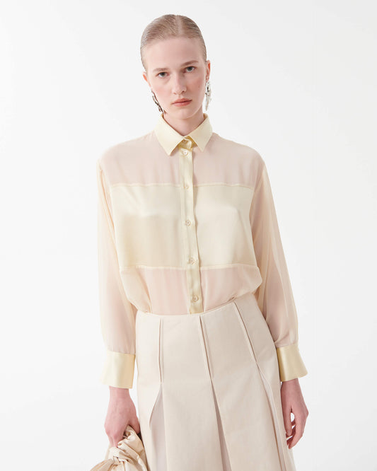 camicia in satin con dettagli in georgette beatrice .b